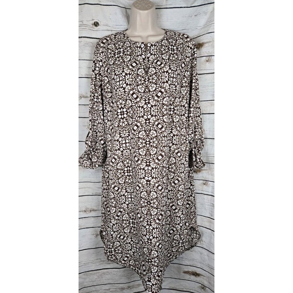 CooliBar Brown Floral Tunic Dress 1/4 Zip UPF 50+ Sun Protection Womens